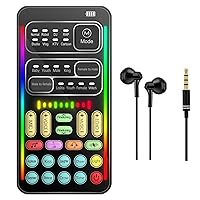 Portable Voice Changer, 2rd Generation i9 Live Sound Card, Cool Lights Sound Board - Voice Disguiser/Modulator for PS4/PS5/Xbox One/PC/Phone/Laptops with Adjustable Voice Functions