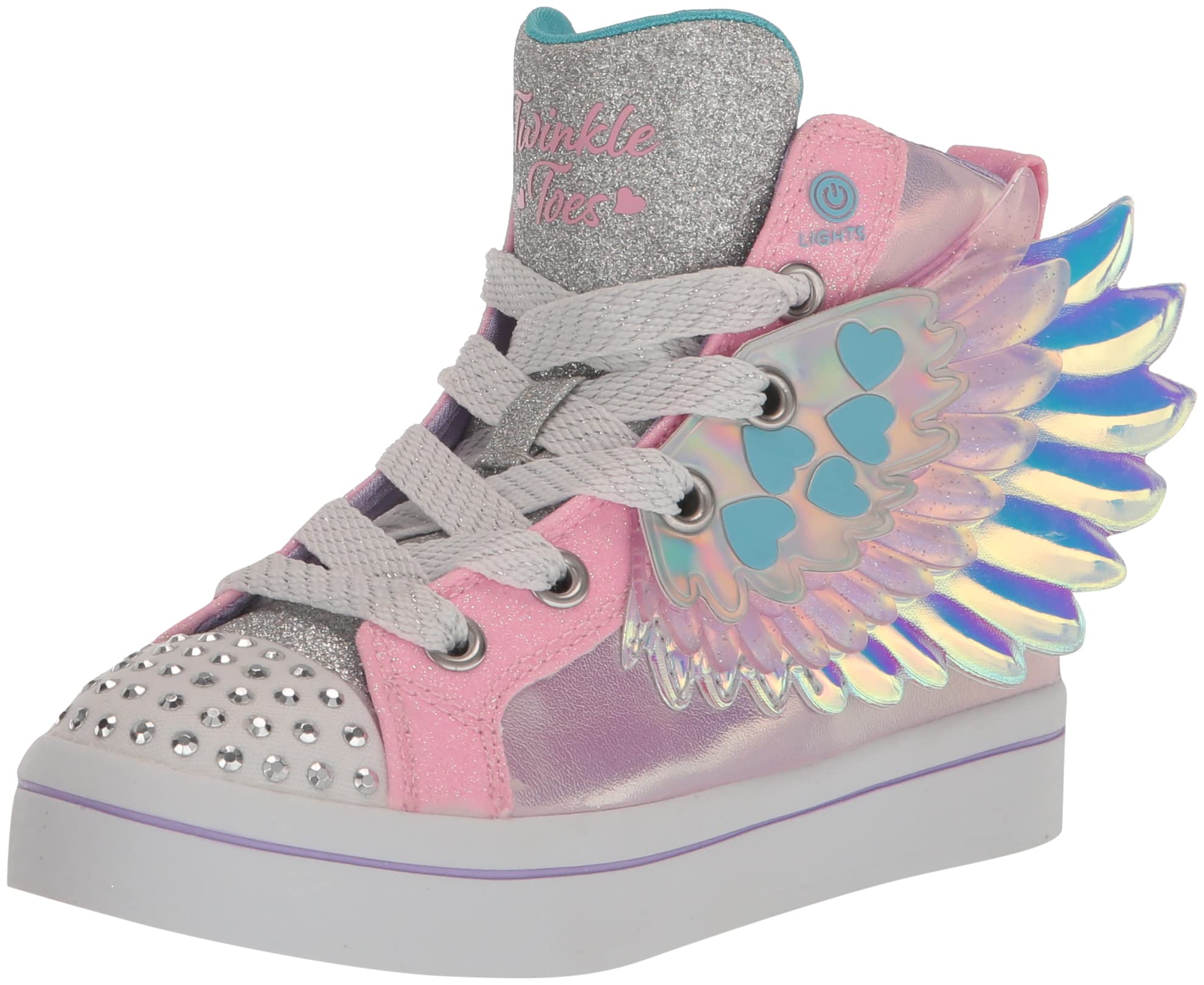 Skechers Kids Girls Twinkle Toes TWI-Lites 2.0-Wingsical WIS Sneaker, Pink/Multi, 12 Little Kid