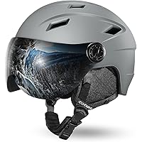 Odoland Ski Helmet with Ski Goggles, Light Weight Snowboard Helmet and 2-in-1 Visor Detachable Goggles Set, Snow Sport Helmets for Men Women