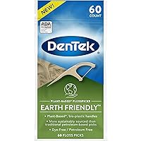 DenTek Earth Friendly Floss Picks, Organic Plant-Based bio-Plastic Handles, Mint, 60 Count