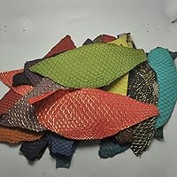 WellieSTR 6PCS Colorful Genuine Salmon Fish Skin Leather Piece Multi Color DIY Bag Belt Shoes Accessories 25x10cm (Random Color)
