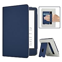RSAquar New Kindle Paperwhite Case for 11th Generation eReader, 6.8” 2021 Edition, Premium PU Leather Cover with Auto Sleep Wake, Hand Strap, Card Slot, and Foldable Stand, Blue