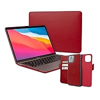 Dreem Bundle: Fibonacci Wallet-Case for iPhone 13 Mini with Euclid MacBook Air Case 13-Inch Hard Cover - Red