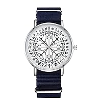 Alethiometer Blue Design Nylon Watch for Men and Women, Golden Compass Art Theme Unisex Wristwatch, Symbol-Reader Alethia Lover Gift Idea