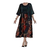 Women's Floral Maxi Dress Round Neck 3/4 Sleeve Plus Size Dress