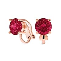 Traditional Classic 2CT Brilliant Cut Round AAA CZ Solitaire Clip On Stud Earrings for Women -Yellow Gold or Silver Plated Non-Pierced Simulated Gemstone Jewel Colors Birthstone 8MM