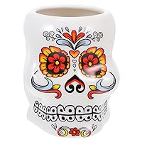 BESTOYARD Ceramic Cocktail Cup Glass Halloween Mug Colorful Day of The Dead Skull Drinking Mug Floral Print Coffee Cup for Mexican Dia de Muertos Party Supplies Favors Gift