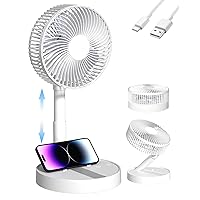 Portable Desk Fan, 8-Inch USB Battery Operated Fan with 4 Speeds Strong Airflow, Foldable Personal Fan for Bedroom, Small Travel Fan for Outdoor