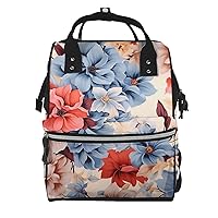 Floral Flower Print Print Diaper Bag Multifunction Laptop Backpack Travel Daypacks Large Nappy Bag