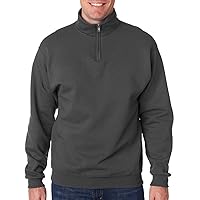 Adult 8 oz. NuBlend® Quarter-Zip Cadet Collar Sweatshirt L CHARCOAL GREY