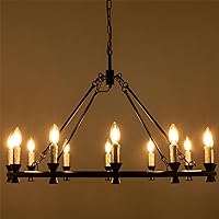 TOCHIC Farmhouse Chandelier 12 Lights,Black Wagon Wheel Chandelier for Dining Room,Round Rustic Chandelier for Living Room,Bedroom Kitchen Island Lighting,High Ceiling Light Fixture for Entryway