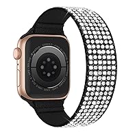 Seizehe Bling Diamond Elastic Bands Compatible with Apple Watch Band 49mm 45mm 44mm 42mm 41mm 40mm 38mm Women Men, Nylon Stretchy Solo Loop for Apple Watch Ultra 2 iWatch SE Series 9 8 7 6 5 4 3 2 1