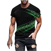 Mens 3D Printing Short Sleeve Shirts Casual Gradient Light Shadow Graphic Tee Shirts Summer Fashion Athletic Tops