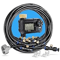 HOMENOTE Automatic Misting Cooling System with Timer 91.8FT(28M) Misting Line + 26 Brass Mist Nozzles + Brass Adapter(3/4