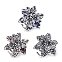 WSERE Set of 3 Mini Hair Jaw Clips Vintage Metal Rhinestone Claw Hair Clips for Women Girls, Non Slip Exquisite Claw Clip, Easy to Match - Good Tension - Not Easily Deformed