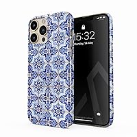 BURGA Phone Case Compatible with iPhone 13 PRO MAX - Blue City Moroccan Tiles Pattern Mosaic Cute Case for Women Thin Design Durable Hard Plastic Protective Case
