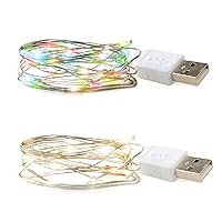 String Lights 10-LED Rainbow and White Colors USB Plug in Waterproof 5ft