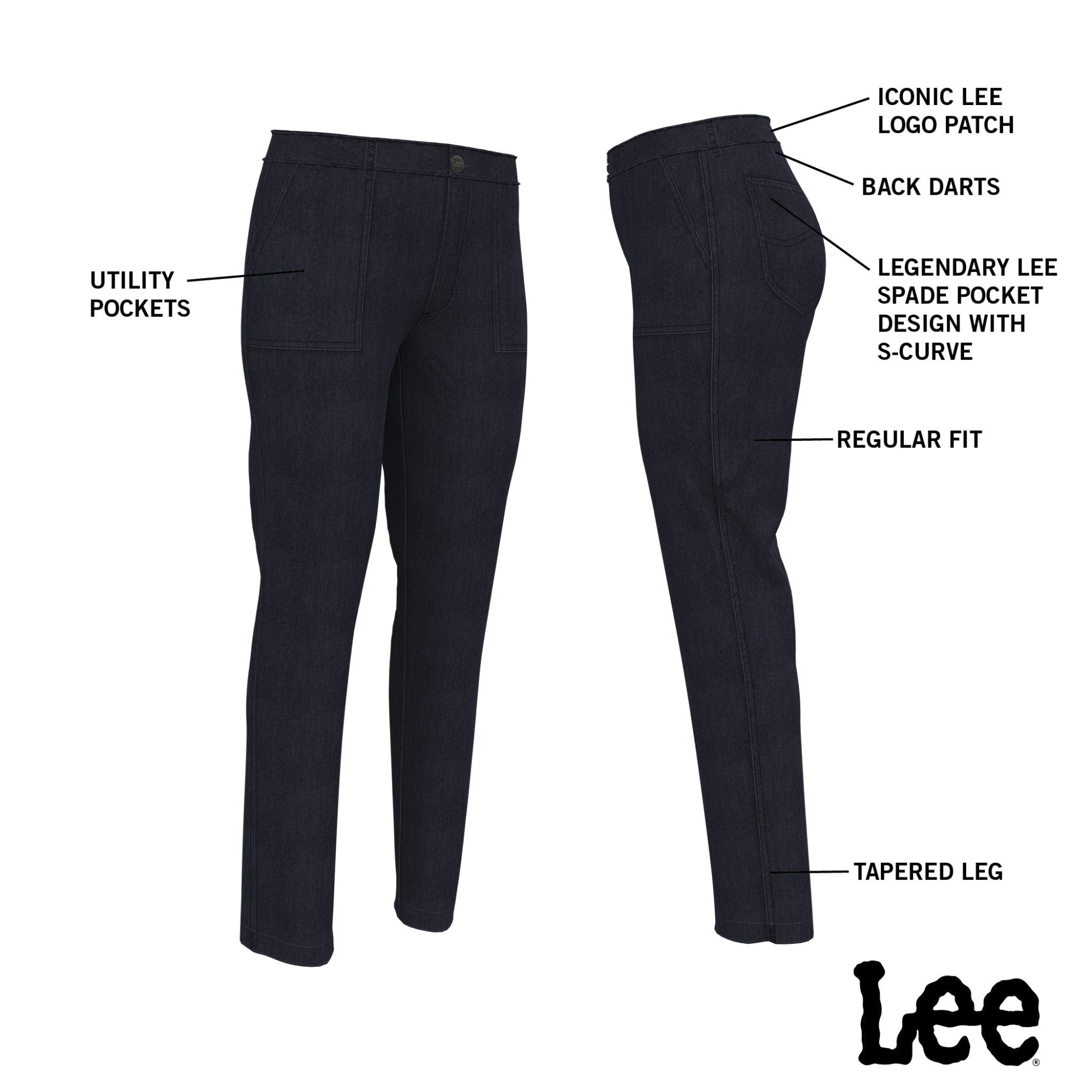 Lee Women's Legendary Regular Fit Tapered Utility Pant, Medium Blue Herringbone Stripe, 48