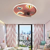 Kids Fan with Ceiling Light and Remote Control Silent 3 Speeds Bedroom Led Dimmable Ceiling Fan Light with Timer Ultra-Thin Modern Living Room Quiet Fan Ceiling Light/Pink