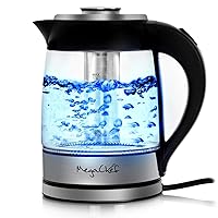 MegaChef 1.8Lt. Glass Body and Stainless Steel Electric Tea Kettle with Tea Infuser