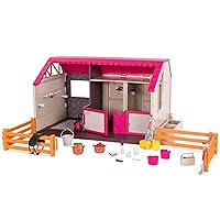 Lori Dolls – Horse Haven – Toy Stable – Playset for 6-inch Horses & Mini Dolls – Horse Barn & Accessories – Working Lights & Real Wash Stall – 3 Years +