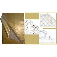 Purple Papers Combo of Gold Wrapping Tissue | Size 50x75 cm Pack of 25 Sheets | 20x30 Inches and Purple Papers Gold White Tissue Paper Bulk 3 Designs| 20 Sheets x 3 | 60 Sheets Gold White Metal