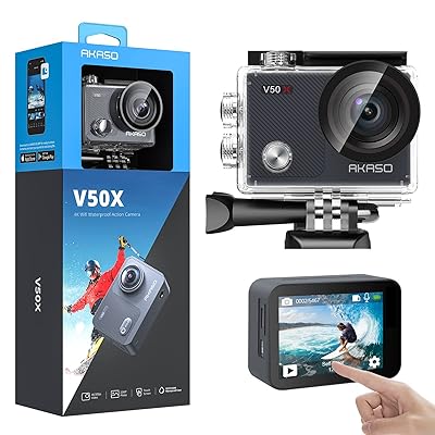 AKASO V50X Native 4K30fps WiFi Action Camera with EIS Touch Screen 4X Zoom  131 feet Waterproof Camera Support External Mic Remote Control with Helmet