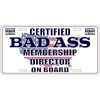 Certified Badass Membership Director On Board | Funny Personalized Career Gag Gift Idea Novelty Metal License Plate Tag