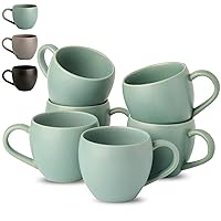 Hasense Ceramic Coffee Mugs Set of 6, 18 oz Extre Large Coffee Cups for Home Office, Tea Cups with Handle for Men Women, Oversized Soup Mugs for Latte Tea Cocoa, Microwave Safe, Green
