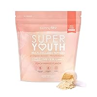 Super Youth Peach Mango Multi-Collagen Peptides + Probiotics, Baobab Fiber, Apple Cider Vinegar, Hyaluronic Acid, & Vitamin C, Skin, Hair, Joint & Metabolism Support, 30 Servings