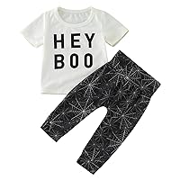 Baby Boy Bodysuit Set Newborn Infant Baby Boys Girls Clothes Set Halloween Costumes Letter T Shirt (White, 12-18 Months)