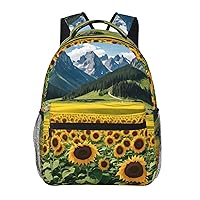 Sunflower Over The Mountain And Fields Backpack, 15.7 Inch Large Backpack, Zippered Pocket, Lightweight, Foldable, Easy To Travel