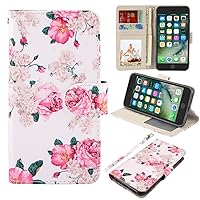 iPhone SE 2022 /iPhone SE 2020 /iPhone 7/iPhone 8 Premium PU Leather Funny Pattern Flip Wallet Case Cover w/Card Slots & Stand for iPhone SE 2022/2020, iPhone 7/8 4.7 Inch, Flower 2
