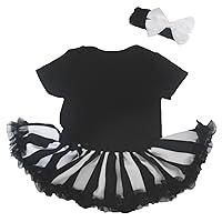 Petitebella Baby Dress Plain Bodysuit Black White Tutu Romper Set Nb-18m
