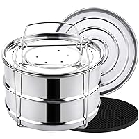 Aozita 3 Quart Stackable Steamer Insert Pans - Accessories for Instant Pot Mini 3 qt - Pot in Pot, Baking, Casseroles, Lasagna Pans, Food Steamer for Pressure Cooker, Upgrade Interchangeable Lids