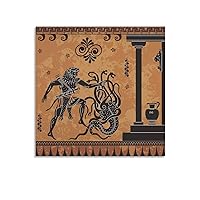 ESyem Posters Black Figures Pottery Ancient Warriors And Monsters Art Poster Canvas Painting Posters And Prints Wall Art Pictures for Living Room Bedroom Decor 24x24inch(60x60cm) Unframe-style