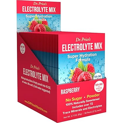 Electrolytes Powder Packets - Electrolytes No Sugar - Hydration Packets - Electrolyte Mix - Keto Electrolytes - Fasting Electrolytes - Water Enhancer, No Tablets, Non-GMO, Gluten Free, Sports Drink - 30 Packets Raspberry