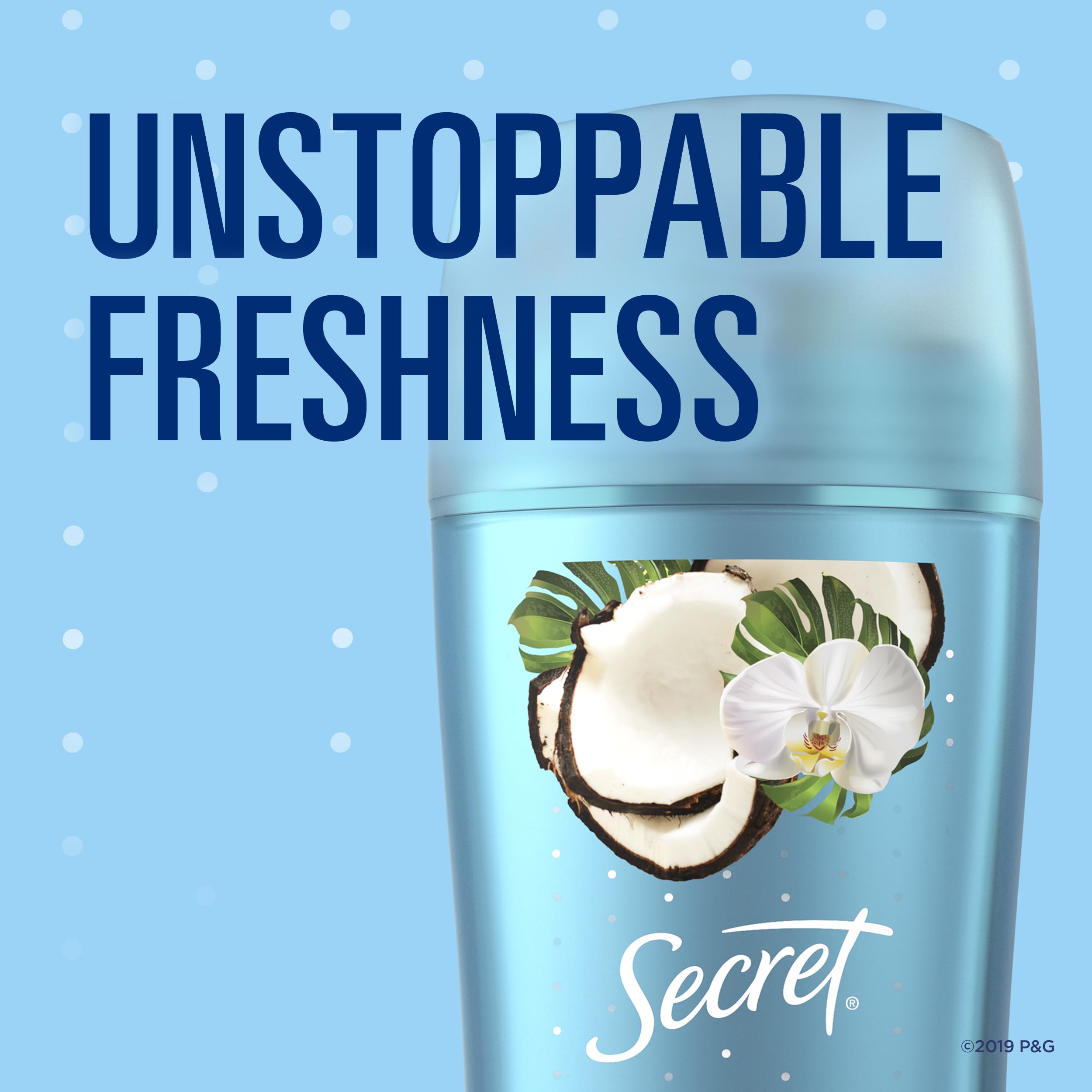 Secret Invisible Solid Antiperspirant and Deodorant, Coconut Scent, 2.6 oz (Pack of 3)