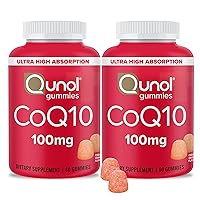 CoQ10 Gummies, Qunol CoQ10 100mg, Delicious Gummy Supplements, Helps Support Heart Health, Vegan, Gluten Free, Ultra High Absorption, 2 Month Supply (60 Count, Pack of 2)