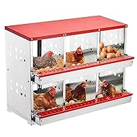 Nesting Boxes for Chickens, 6 Compartment Roll Out Away Chicken Nesting Boxes for Laying Eggs, Nesting Gift Boxes for Hens Duck Poultry, Metal Heavy Duty Chicken Coop with Perch