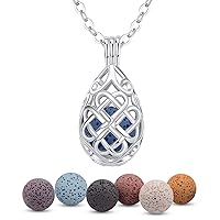 INFUSEU Teardrop Celtic Knot Essential Oil Diffuser Necklace Lava Stone Aroma Therapy Jewelry Set for Women Girl, 7 Pcs Rocks, 24