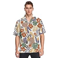 Hawaiian Mens Short Sleeve Shirts Button Down Beautiful Tropical Plant Flower Daily Wear Camisas de botones para