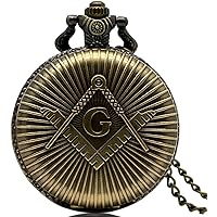 Vintage Letter G Quartz Pocket Watch with Chain, Men's and Women's Children's Christmas Birthday Gifts