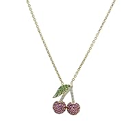 Element Jewelry 14k Gold over 925 Silver Cherry Necklace with CZs- 16 + 2 IN