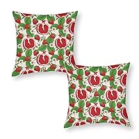 Strawberries Guava Flowers Funny 2 Pack Sofa Throw Pillow Covers Square Cases Soft Pillowcases for Indoor Outdoor 12