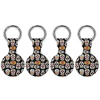 Dead Colorful Floral Sugar Skull Anti-Scratch Protective Case Cover Compatible with AirTag with Keychain 4PCS