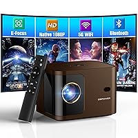 [Electric Focus] 5G WiFi Mini Bluetooth Projector 4K Support, 300 ANSI HD 1080P Portable Video Projector, ±40° Vertical Keystone|Zoom|Timer, DBPOWER Smartphone Projector Outdoor Movie for TV (BROWN)