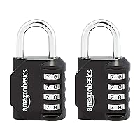 Amazon Basics 4-Digit Combination Lock, Black, 2-Pack