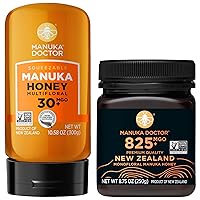 MANUKA DOCTOR - MGO 30+ Multifloral SQUEEZY and MGO 825+ Monofloral Manuka Honey Value Bundle, 100% Pure New Zealand Honey. Certified. Guaranteed. RAW. Non-GMO