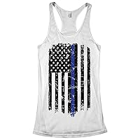 Threadrock Women's Thin Red & Blue Line American Flag Racerback Tank Top